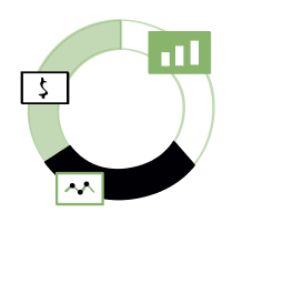 Illustrasjon av et diagram med piler og et pengesymbol, symboliserer tryggere beslutninger basert på solid statistikk og dataanalyse.